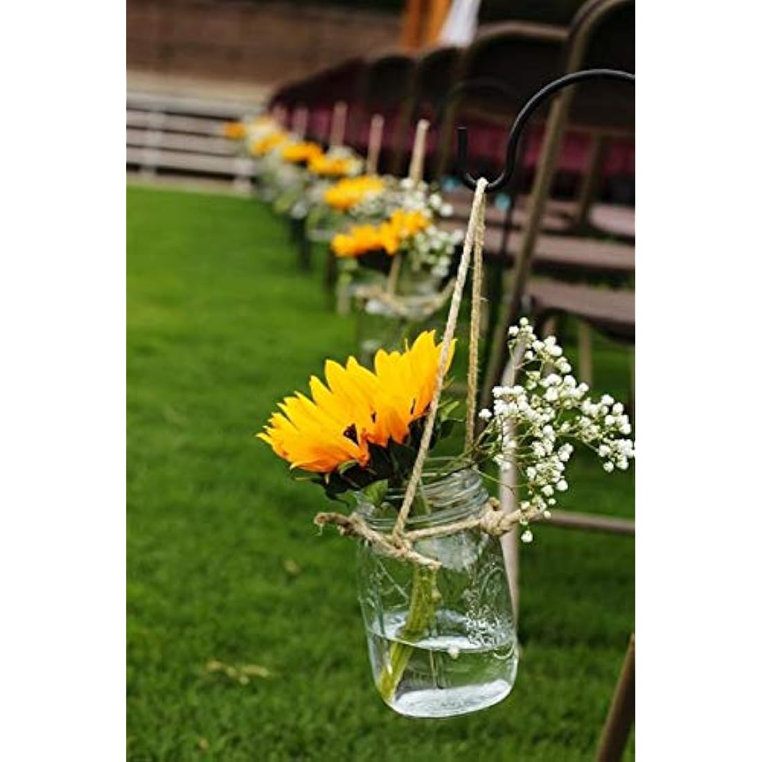 Laelfe Large Artificial Sunflowers, 60 cm Extra Long Stem Fake Silk Sunflowers Bulk for Tall Vases, Wedding Arrangements, Birthday Party, Graves, Office, Outdoor, Home Decorations (Dark Center, 6 Pcs)