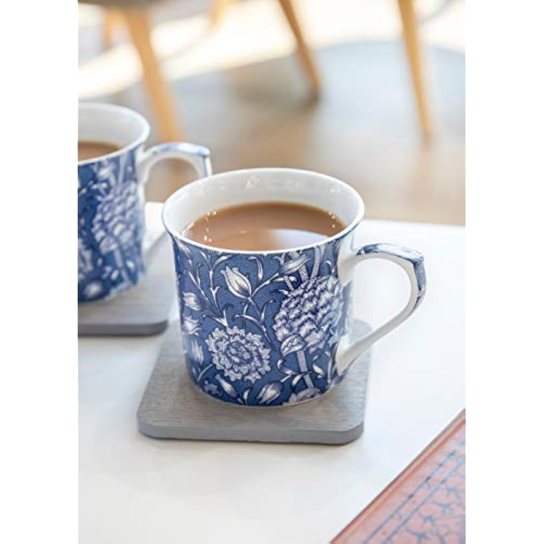V&A Coffee and Tea Mugs, Porcelain Bone China Mug, William Morris Wild Tulip Design, 300ml, Set of 2, Gift Boxed
