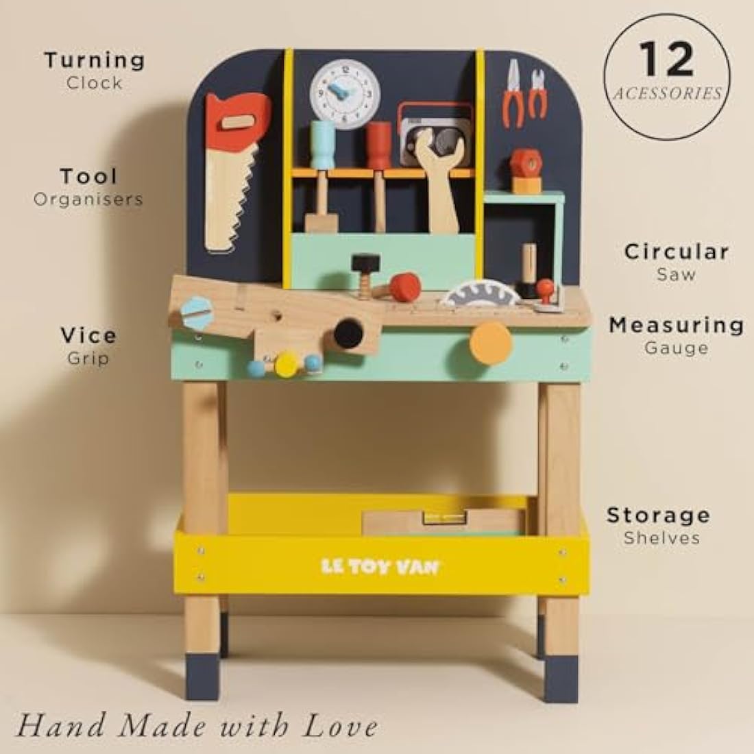 Le Toy Van - Cars & Construction Educational Alex's Wooden Work Bench Set For Role Play | Pretend Play Wooden Tools - Suitable For 3 Year Olds+