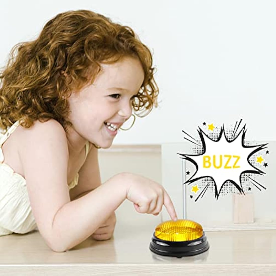 BEAN LIEVE Answer Buzzers for Quizzes, Fun Talking Button with 4 Personalized Sounds, Siren, Buzzer, Laser and Charge, Game Show Buzzers For Classroom & Home Game Play, Set of 4, Multicoloured
