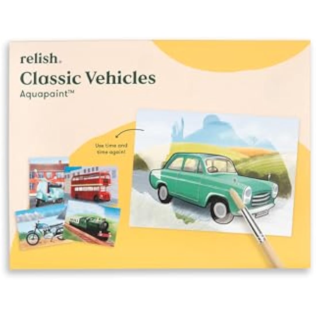 Relish - Dementia Aquapaints Activities - Pack of 5 Reusable Water Painting Toys, Classic Vehicles, Alzheimer’s Products & Gifts for Elderly/Seniors