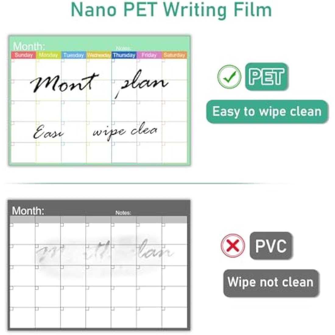 Skaaisont Whiteboard Calendar, Reusable A3 Monthly Planner Magnetic with 2 Dry Erase Markers, Magnetic Calendar for Fridge for Adults and Children