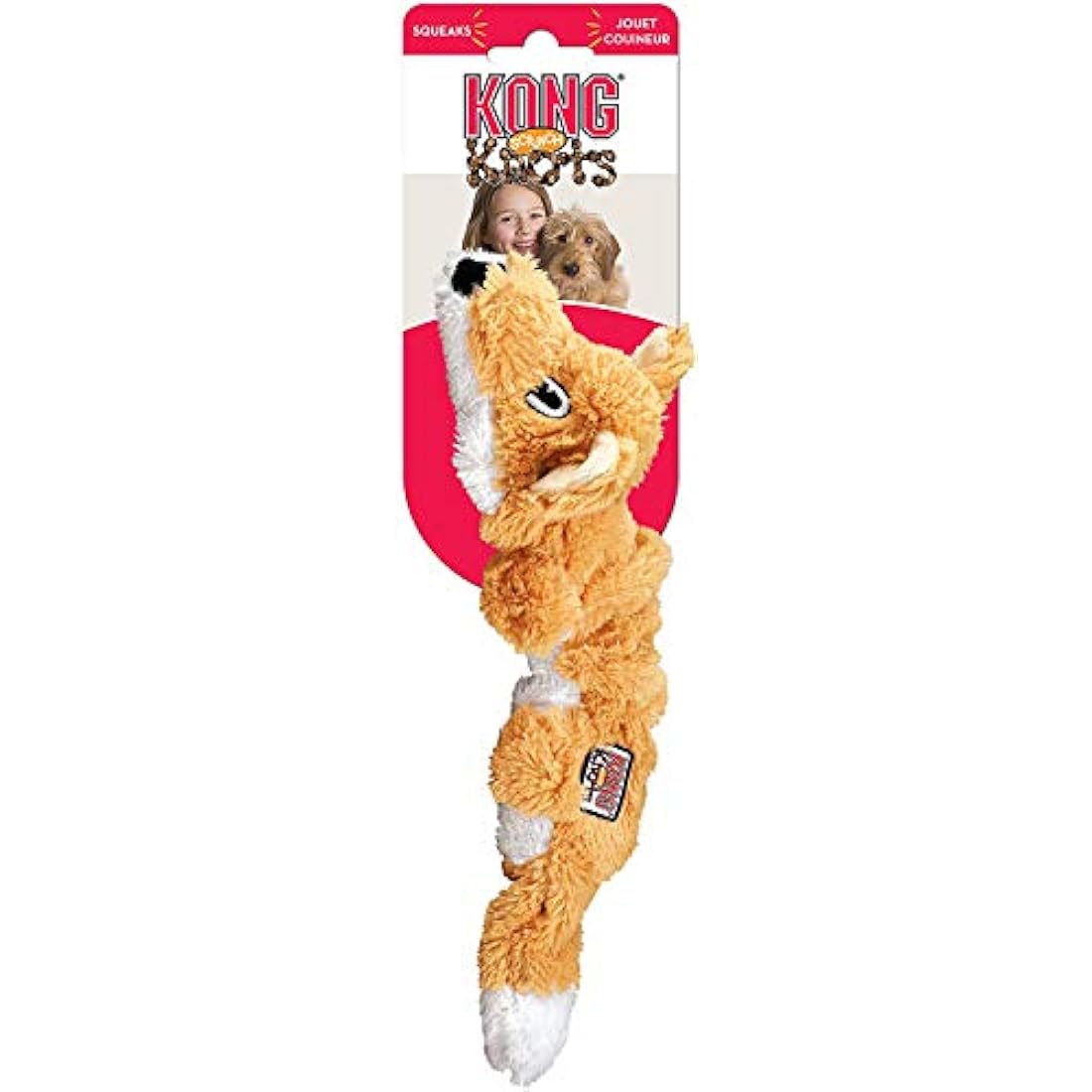 KONG - Scrunch Knots Fox - Internal Knotted Ropes and Minimal Stuffing for Less Mess - For Small/Medium Dogs