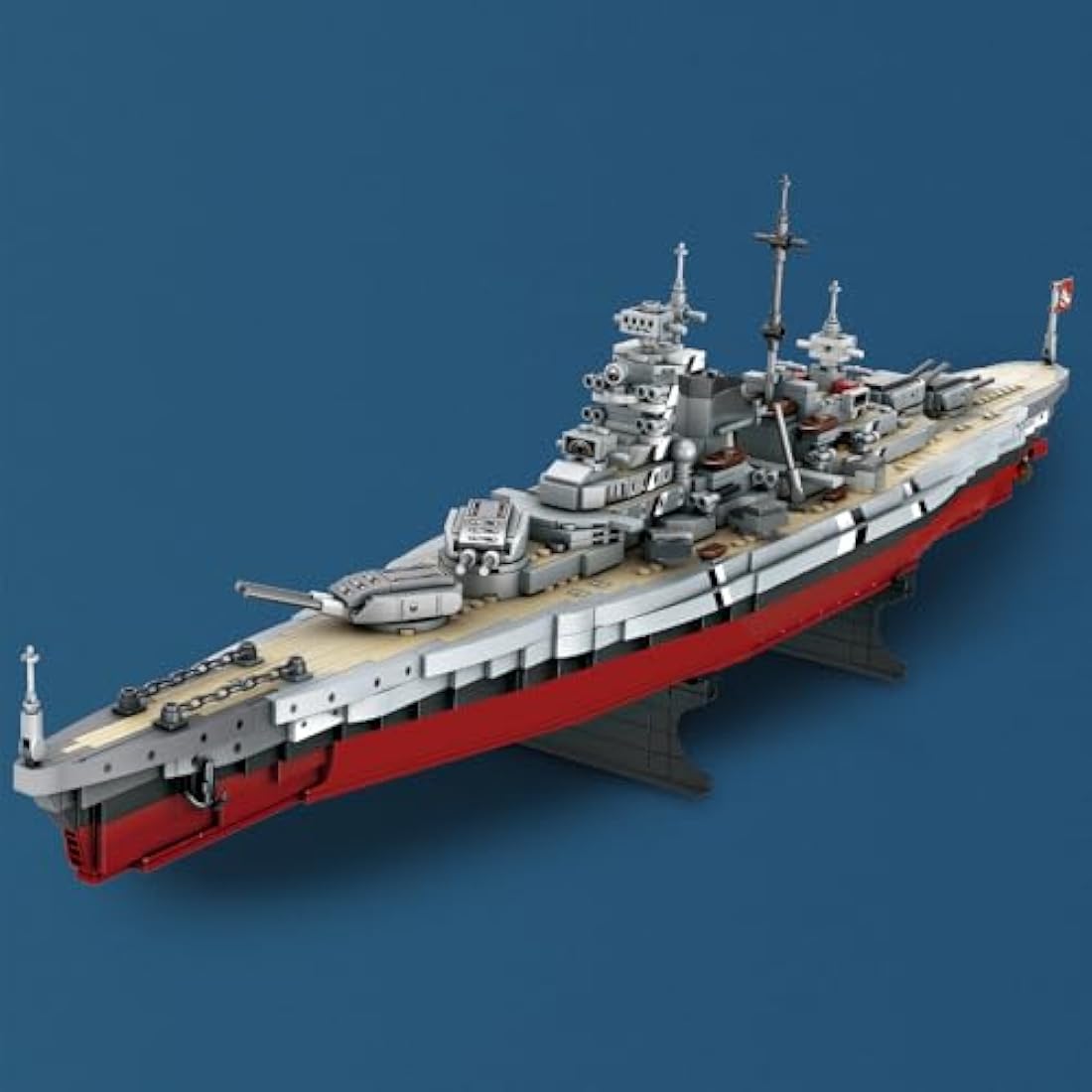 MISINI Technik FC4201 German Battleship Bismarck Clamping Blocks, 2081 PCS/MOC Large WWII German Military Warship Marine Battleship Model for Adults, Compatible with Major Brands