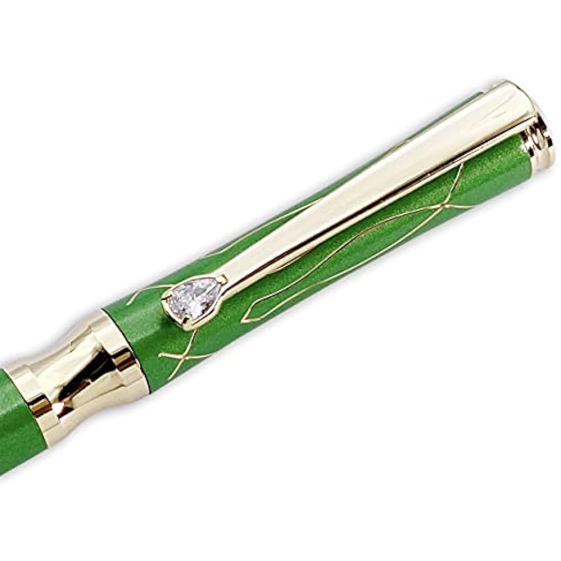 LACHIEVA LUX Nice Elegant Crystal Executive Metal Ballpoint Pen with Germany Schmidt P900M Refills (Black and Blue 2 Refills)-Green