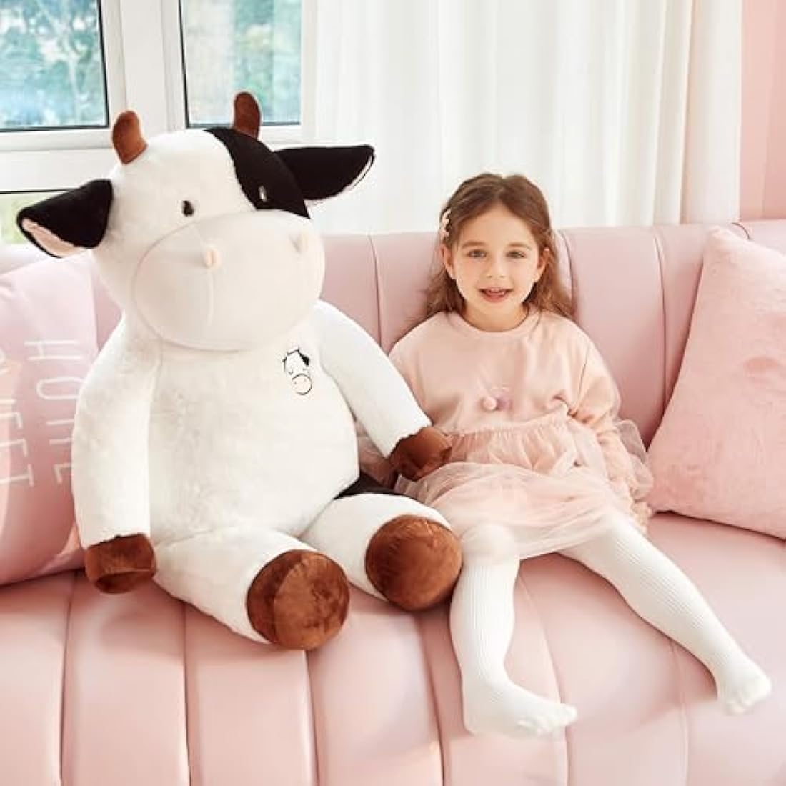 IKASA Giant Cow Stuffed Animal Jumbo Cow Soft Toys (White, 78cm)