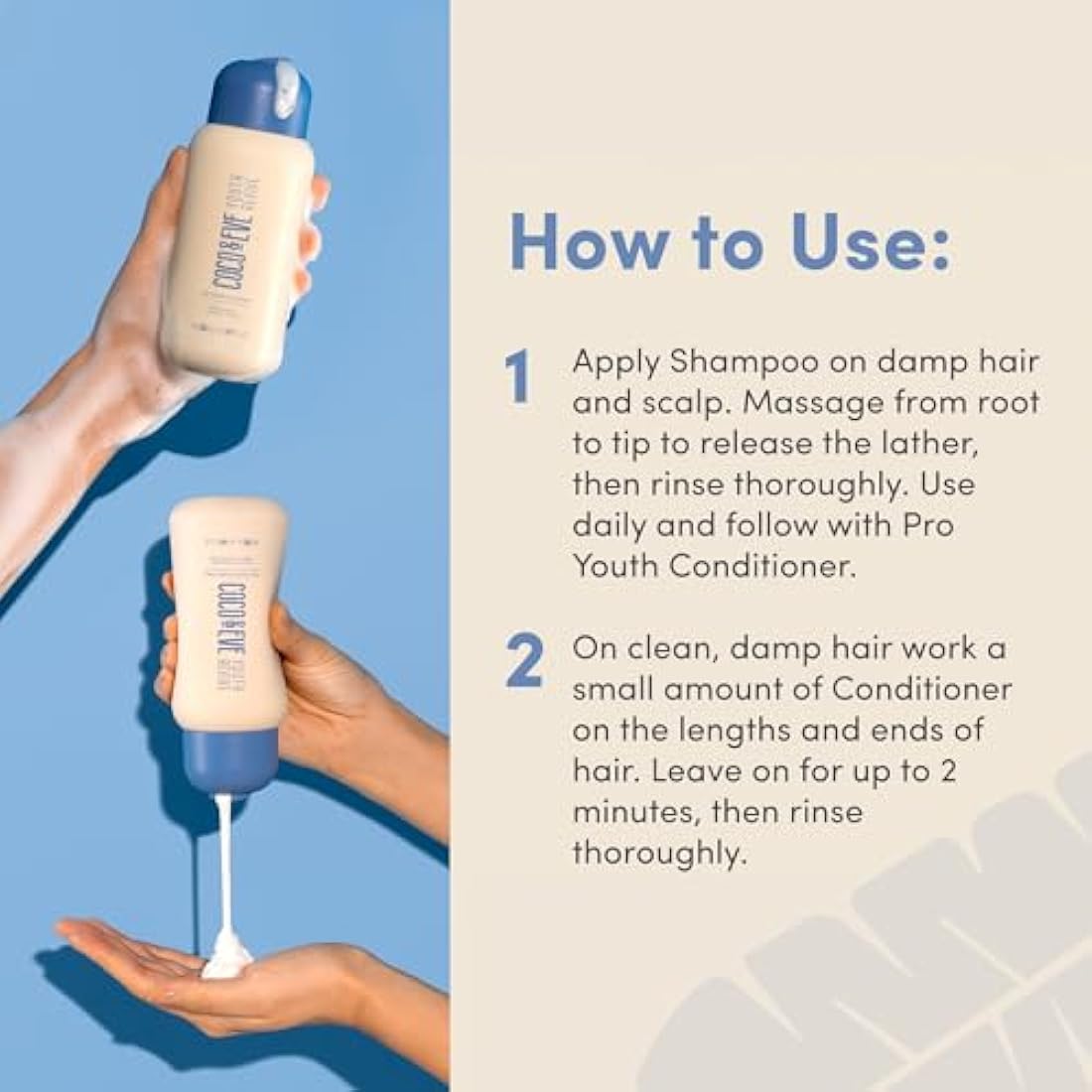 Coco & Eve Pro Youth Shampoo & Conditioner. For Strength, Shine, Volume and Healthy Scalp. With Honey, Retinol, Prebiotics. (280 ml)