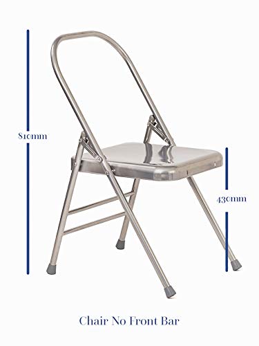 Yogamatters Yoga Chair - Metal No Front Bar | Foldable Iyengar Yoga Prop | Yoga Accessories & Equipment