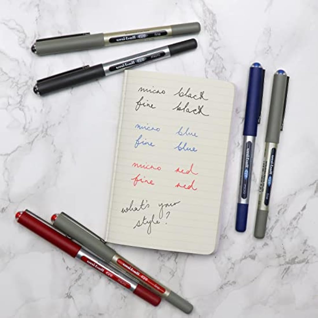 uni-ball UB-157 Eye Rollerball Pens. Premium Fine 0.7mm Ballpoint Tip for Super Smooth Handwriting, Drawing, Art, Crafts and Colouring. Fade and Water Resistant Liquid Uni Super Ink. 8 Pack Assorted