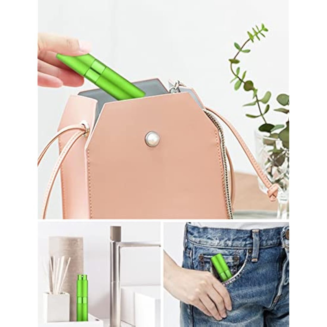 Toureal 8ml Travel Perfume Atomiser Refillable - Mini Aftershave Spray Bottle - Small Glass Fragrance Atomizer for Women - Portable Empty Cologne Refill Pump Dispenser for Men Green