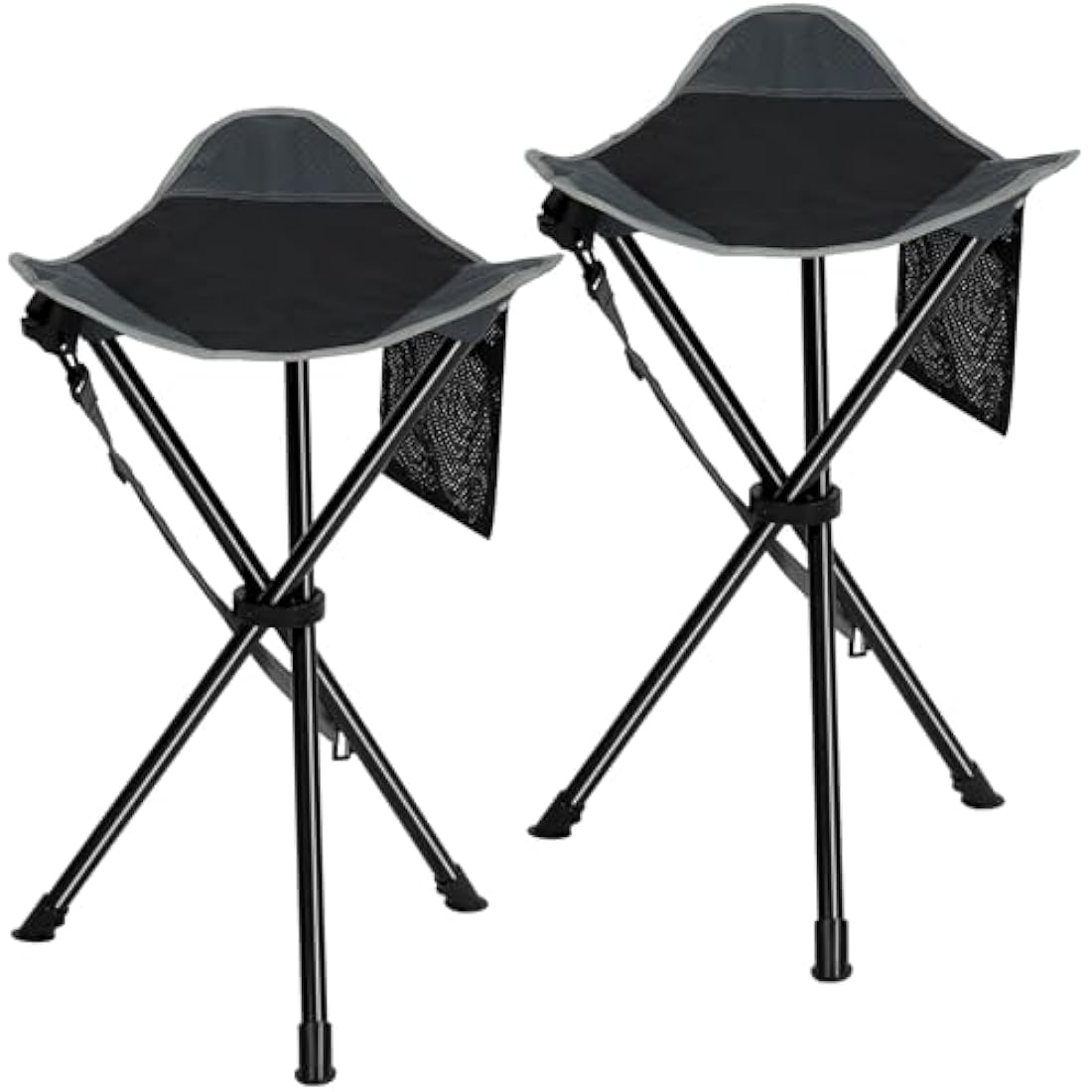 REDCAMP 22.4-inch Tall Tripod Stool Folding, 2 Pack Lightweight Tripod Chairs Portable for Backpacking Hiking Hunting Fishing, Black
