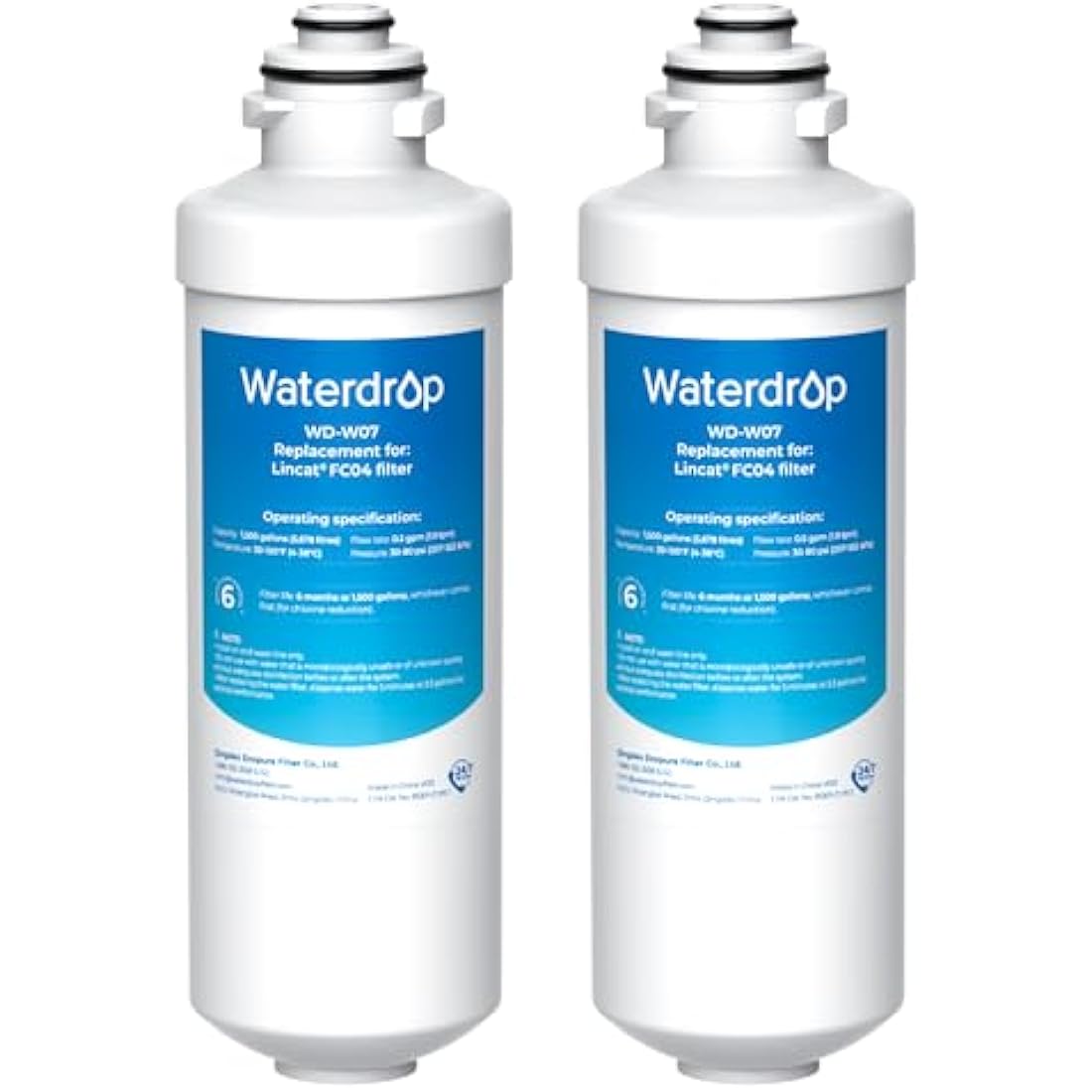 Waterdrop WD-W07 Water Filters, Replacement for Lincat® Water Filter FC04, Compatible with Lincat® Filterflow FX Series Water Boilers EB3FX, EB3FX/PB, EB4FX, EB6FX, EB6TFX, EWF-8007A (2)
