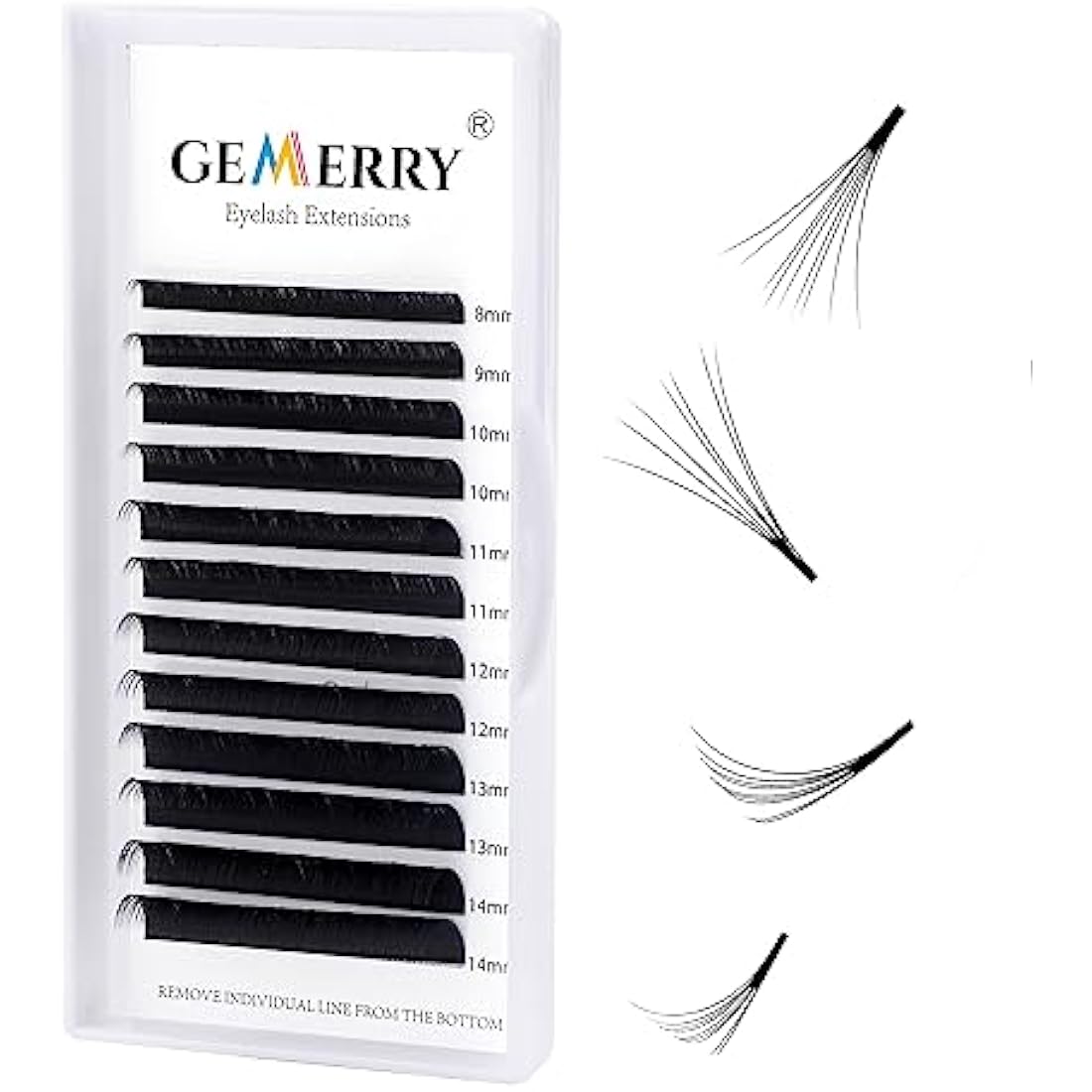 Gemerry Easy Fan Lash Extensions D curl 0.05mm 8-14mm Mixed Tray Noir Russian Volume Automatic Blooming Self Fanning Lashes Long Individual Volume 3D 4D 5D 6D 8D Lash Fan (0.05-d curl-mix 8-14mm)