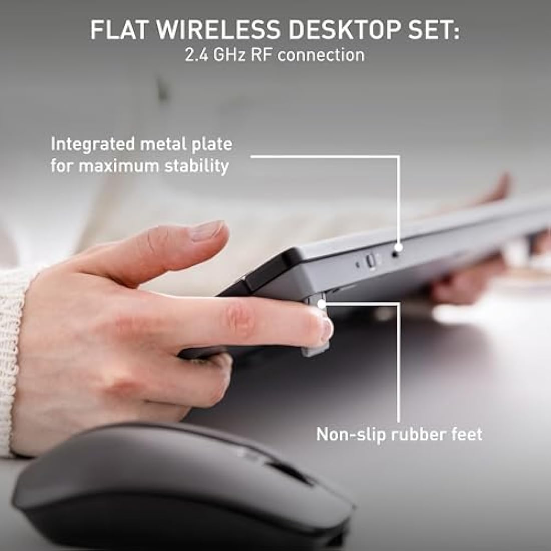 CHERRY STREAM DESKTOP, Wireless Desktop Set, EU Layout (QWERTY), 2.4 GHz RF, Quiet Keystrokes, Flat Keys, Battery-Operated, Black
