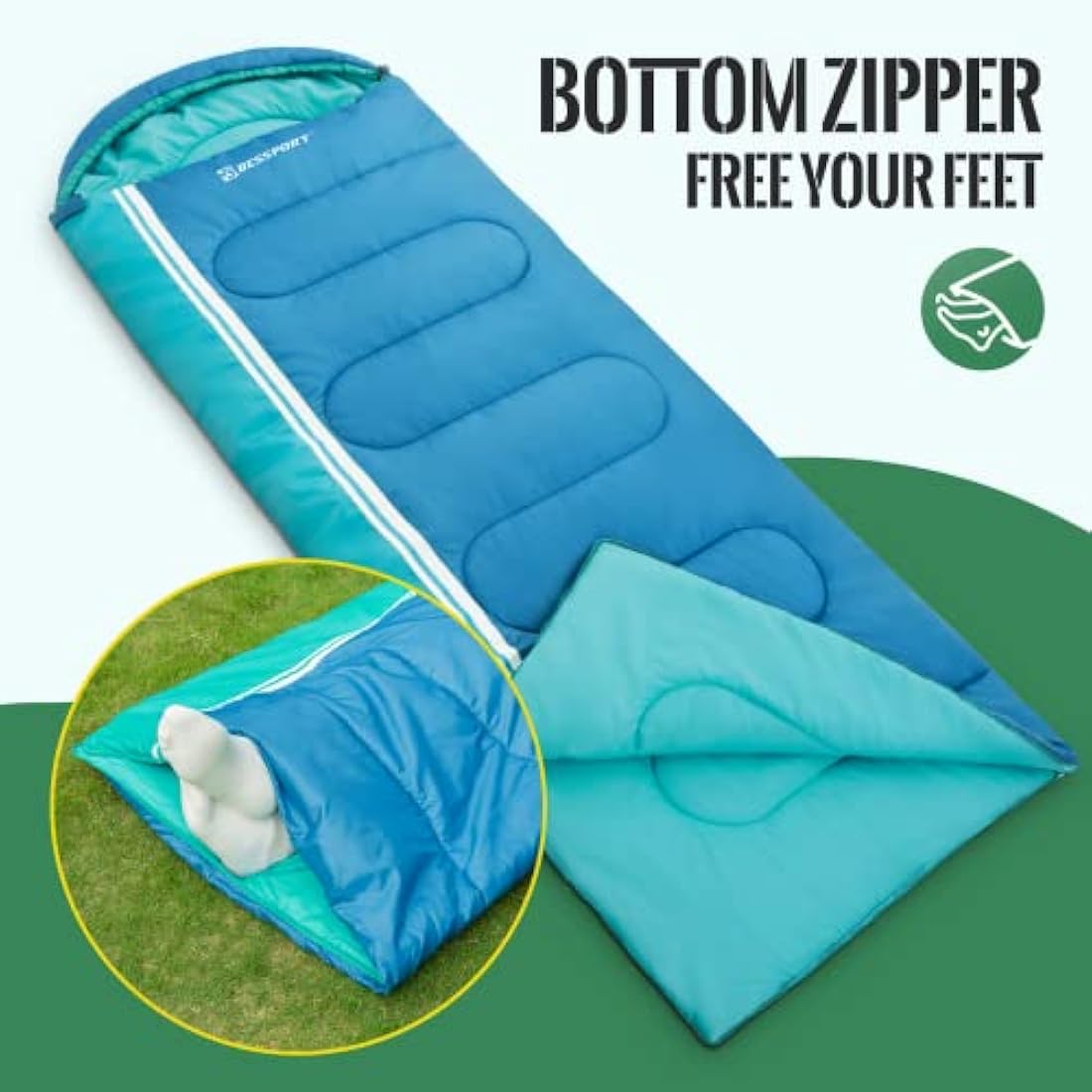 Bessport Sleeping Bag for Camping 3-4 Seasons Waterproof Lightweight Sleeping Bag in 5°C to 15°C for Adults, Camping and Outdoor Use