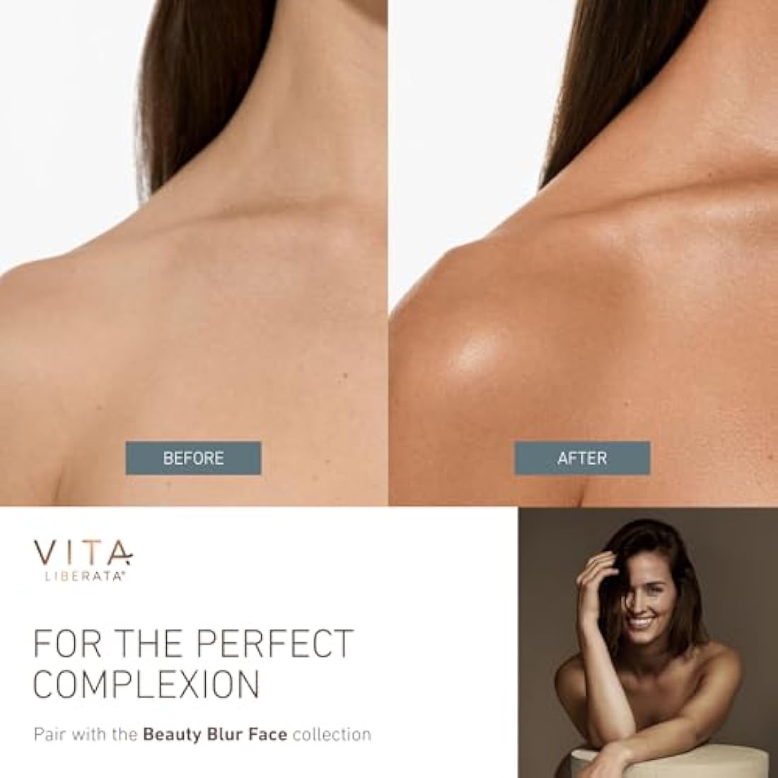 VITA LIBERATA Body Blur Light 100ml & Mitt Bundle, Leg & Body Makeup, Skin Perfector, Wash Off Instant Tan, Streak Free Application Blending Brush, Water resistant, Disguise Imperfections