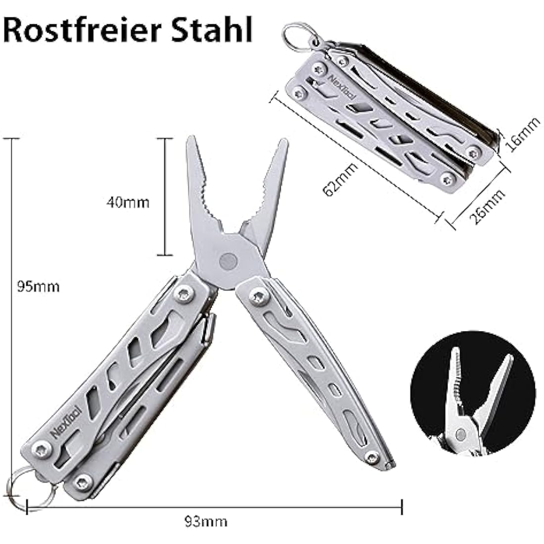 NexTool Mini Flagship 10 in 1 Multi-Tool, Multitool with Multitools Pliers, Camping Pliers, Can Opener, Scissors, Screwdriver, Bottle Opener, Gifts for Men, Father's Day Gifts-Silver