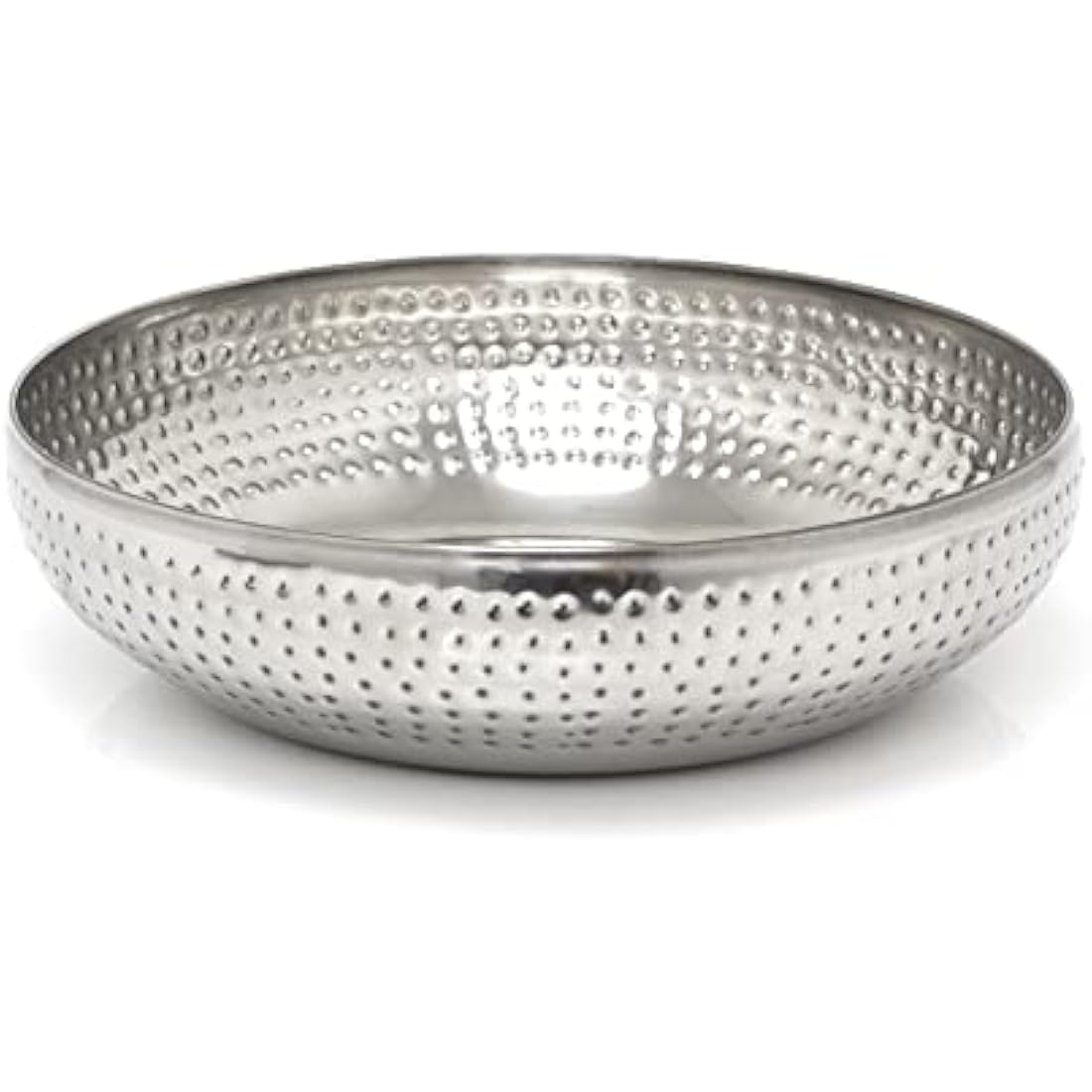 Carousel Home 38cm Extra Large Stainless Steel Kitchen Fruit Bowl | Round Silver Display With Hammered Detail | Multi-Purpose Serving Salad Decorative Bowl