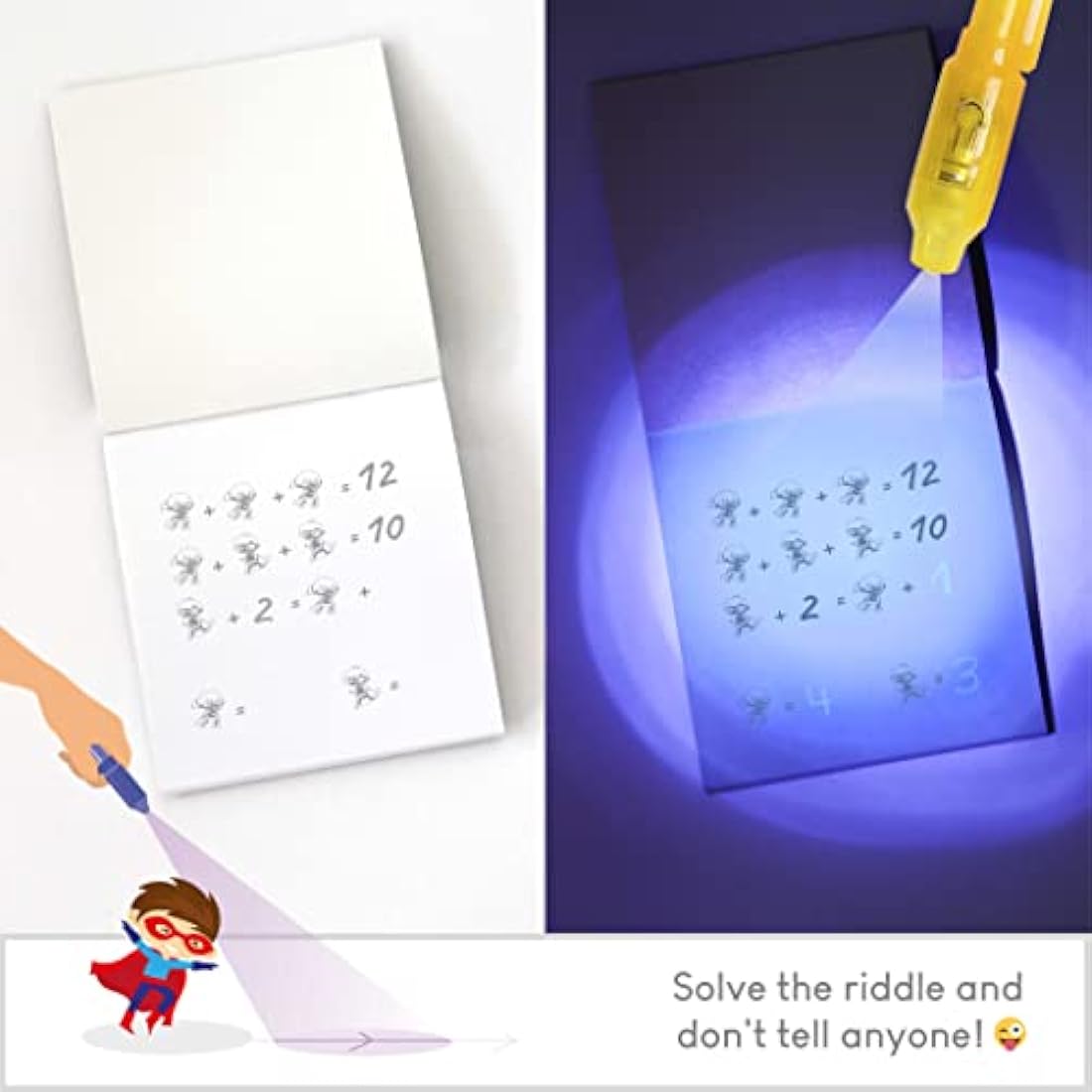 BONNYCO Invisible Ink Pen and Notebook, Pack 16 Superhero Superhero Party Bags Fillers, Pinata Toys | Birthday Decorations | Stocking Fillers for Kids Birthday | School Prizes, Gifts for Children