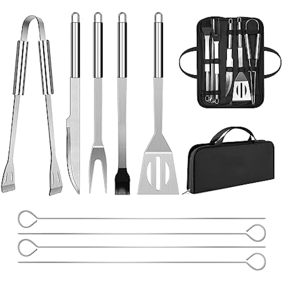 BBQ Utensil Set Stainless Steel Professional Barbecue Accessories Grill Tool with Bag Easy to Carry (9)