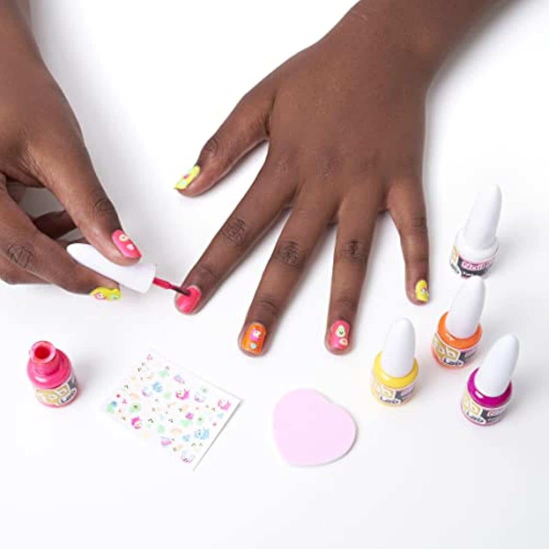 FabLab Glow In The Dark Nail Art Kit | Create FAB Neon Nail Art! | Includes 5 Nail Varnish Colours and 80+ Nail Stickers | Girls Gifts For Ages 8+