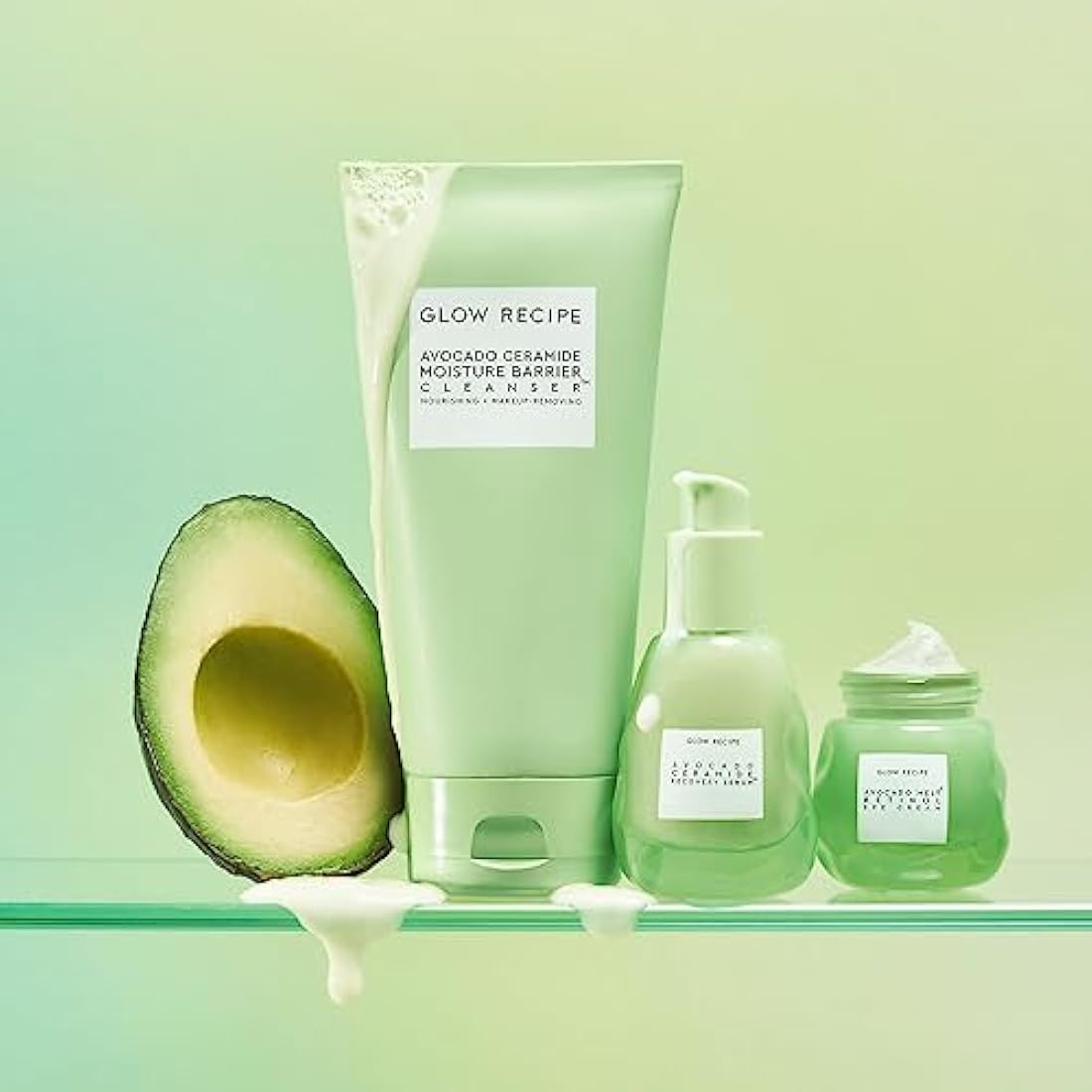 Glow Recipe Avocado Ceramide Moisture Barrier Face Cleanser - Hydrating Facial Cleanser for Dry Skin - Daily Makeup Remover & Gentle Face Wash w/Avocado Oil for Skin Barrier Repair (150ml)