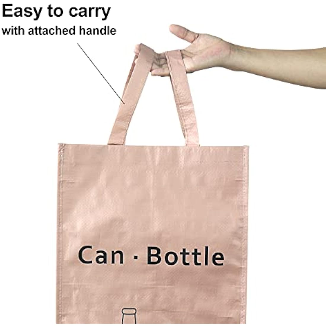 BOMEI PACK 3 Packs Recycling Bags Pink Green Gray with handle Separate Sorting Organizer Woven waste Bins bag 42 Gallon Waterproof for Kitchen Home Office Heavy Duty Reusable Storage Easy clean