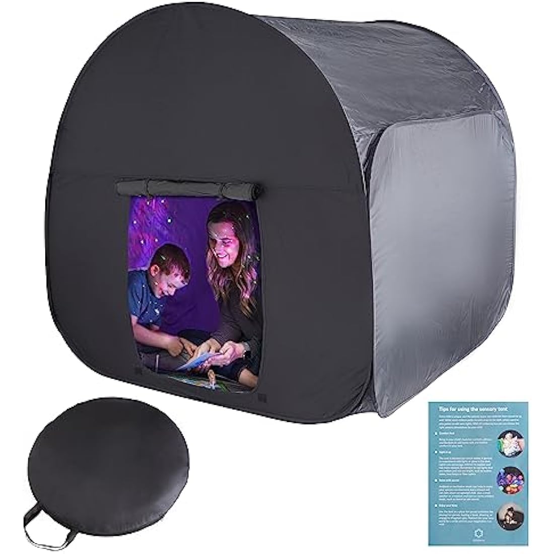 Sensory Tent | Calm Down Tent For Children To Play And Relax | Sensory Corner | Helps With Autism, SPD, Anxiety & Improve Focus | Black Out Sensory Tents For Autistic Children (120 Cm)