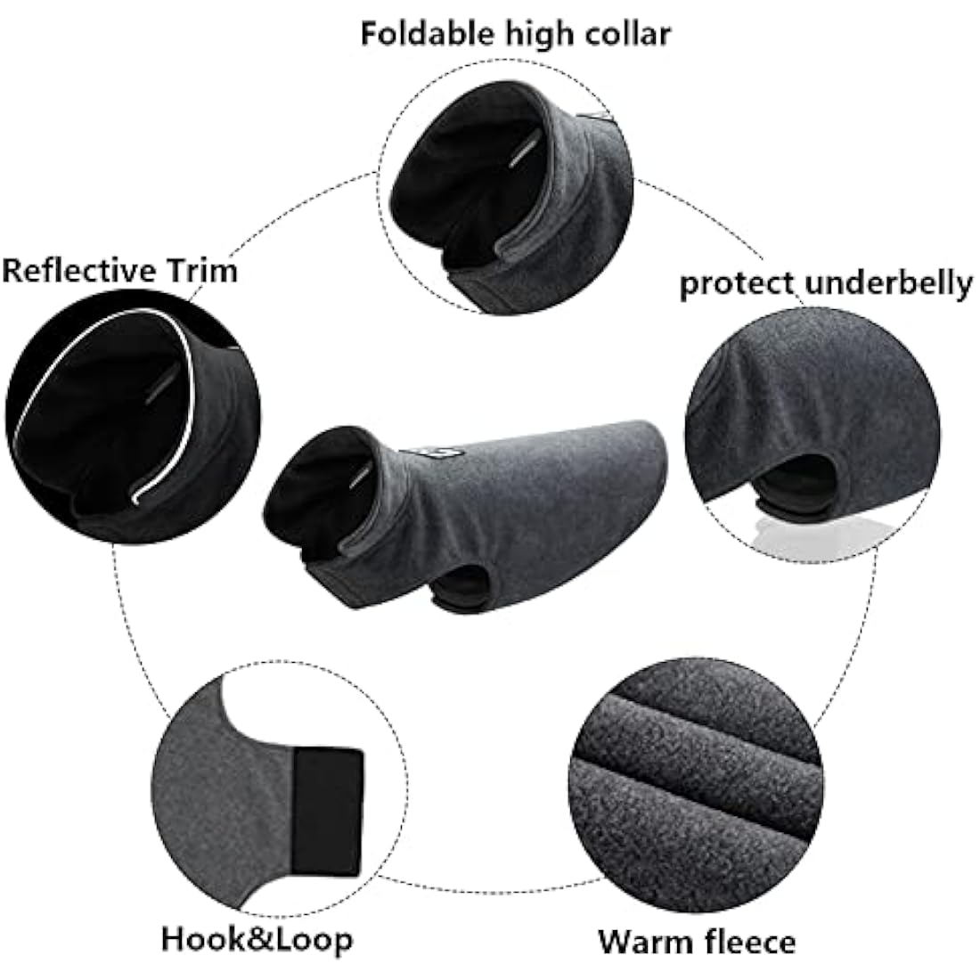 Morezi Cozy Fleece Dog Coats Puppy Clothes Elastic Belly Vest Waistcoat Winter Warm Jacket Reversible Dog Coat for Small Medium Large Dogs - Gray - S