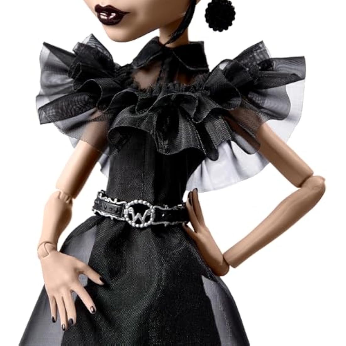 Monster High Wednesday Doll, Rave’N Wednesday Collectible in Black Gothic Gown inspired by Dance Scene, Premium Accessories and Doll Stand, HXJ03