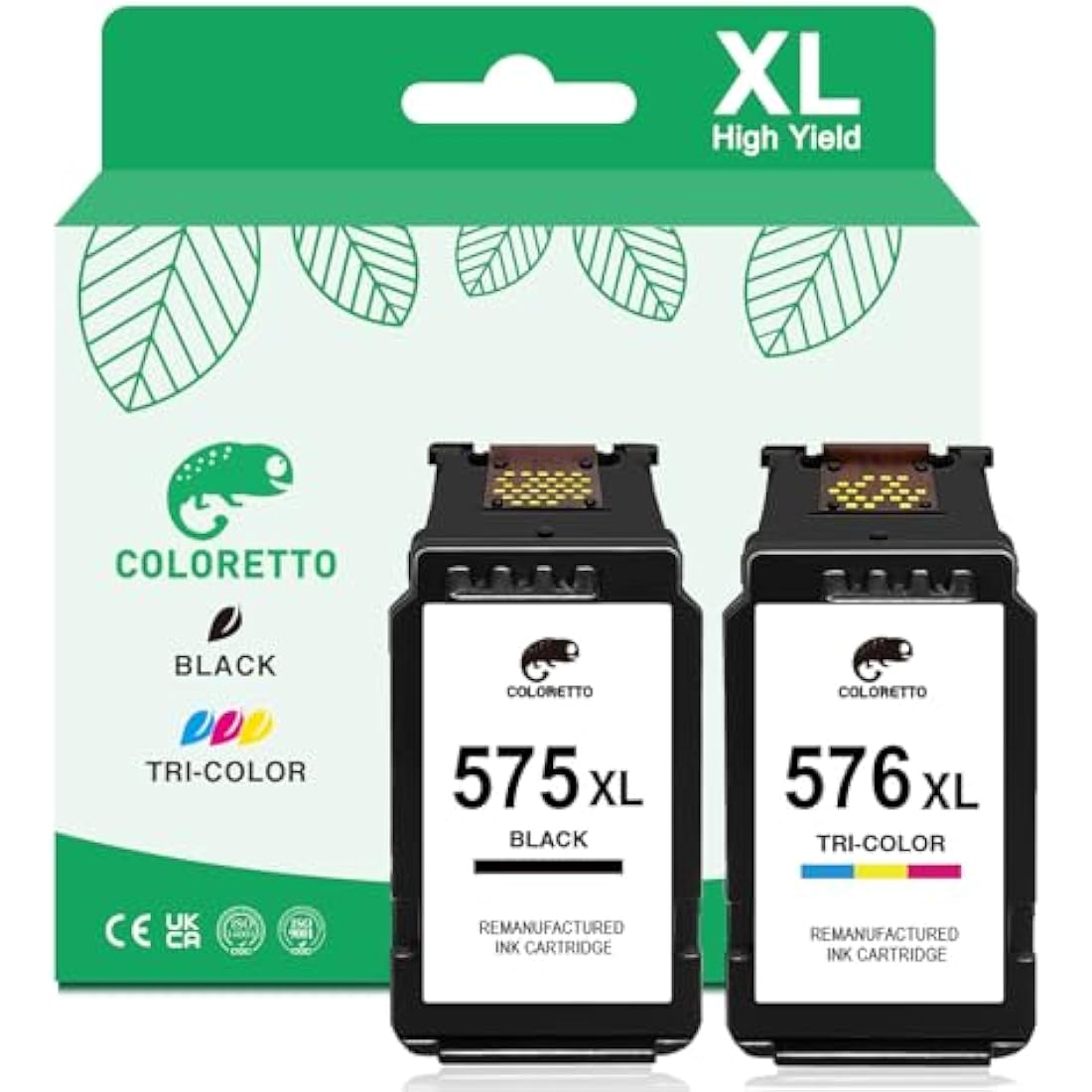 COLORETTO PG-575XL CL-576XL for Canon TR4755i TR4756i TS3750i TS3751i TS3752i TS3550i TS3551i TR4750i TR4751i 575 XL 576 XL Ink Cartridge Replacement Black and Colour
