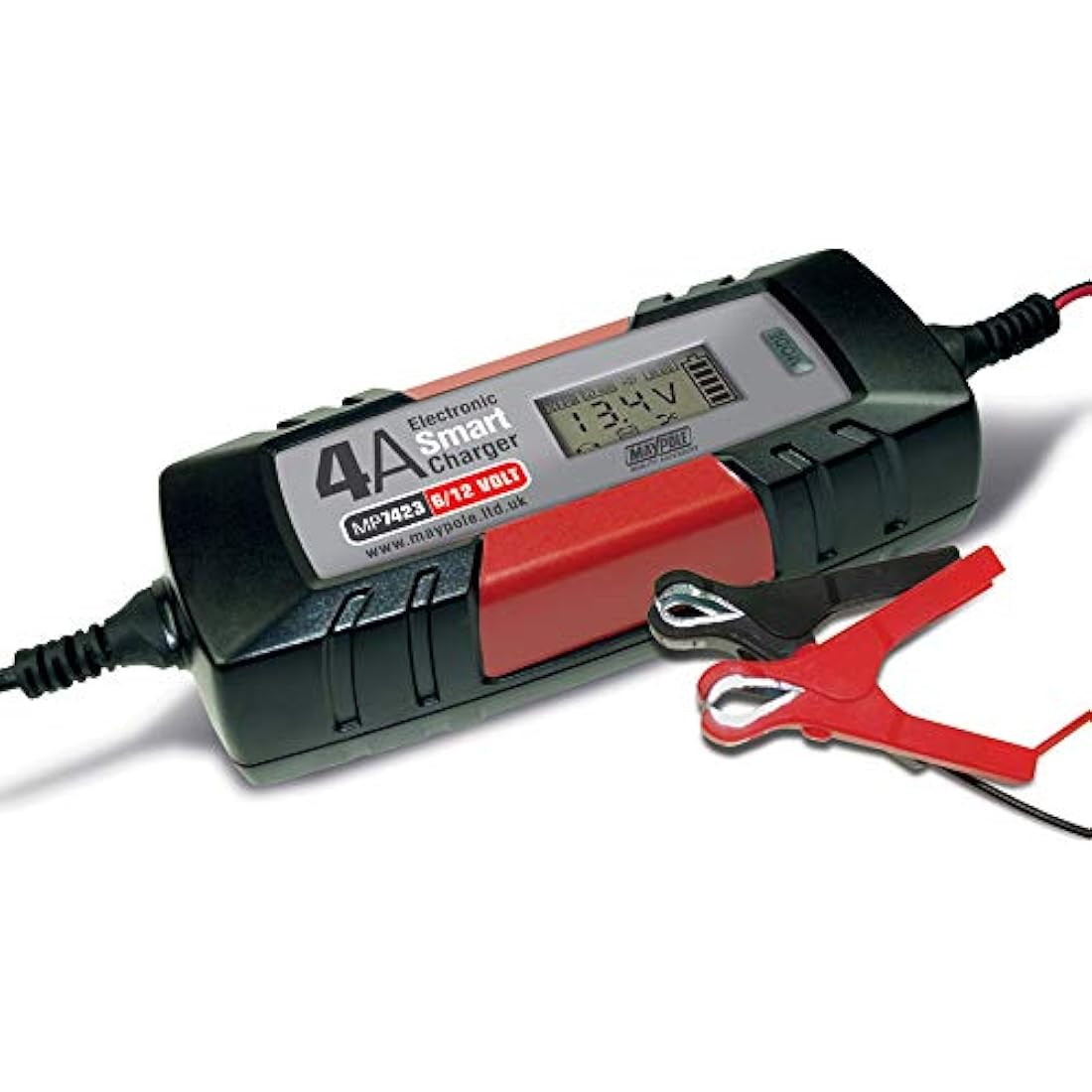 Maypole 4A Dual Voltage 6/12V Electronic Smart Car Battery Charger Fully Automatic 5 Stage Charging Cycle Lead Acid AGM