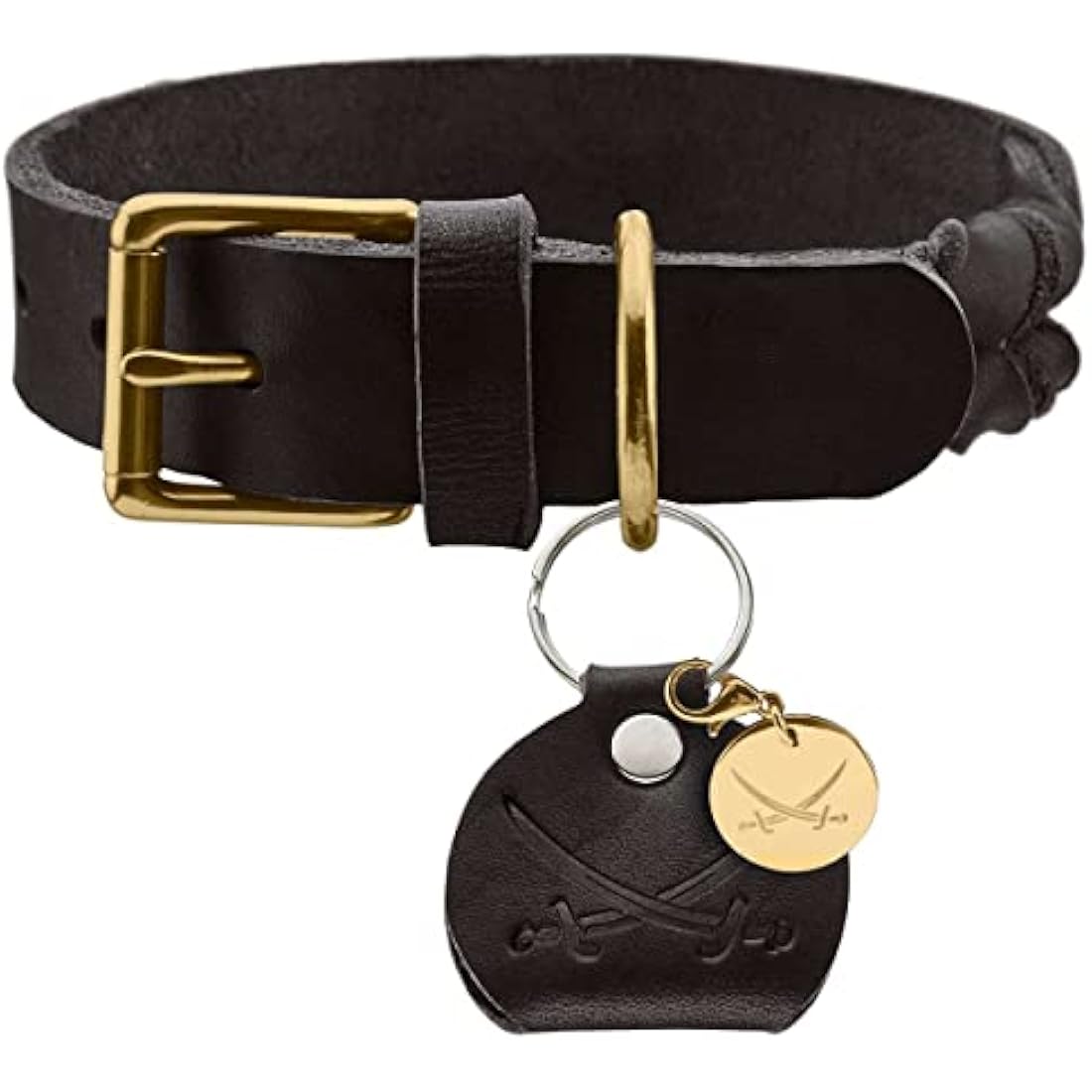 HUNTER Sansibar Solid Dog Collar Leather Heavy Duty Grippy Braided 45 (S-M) Black