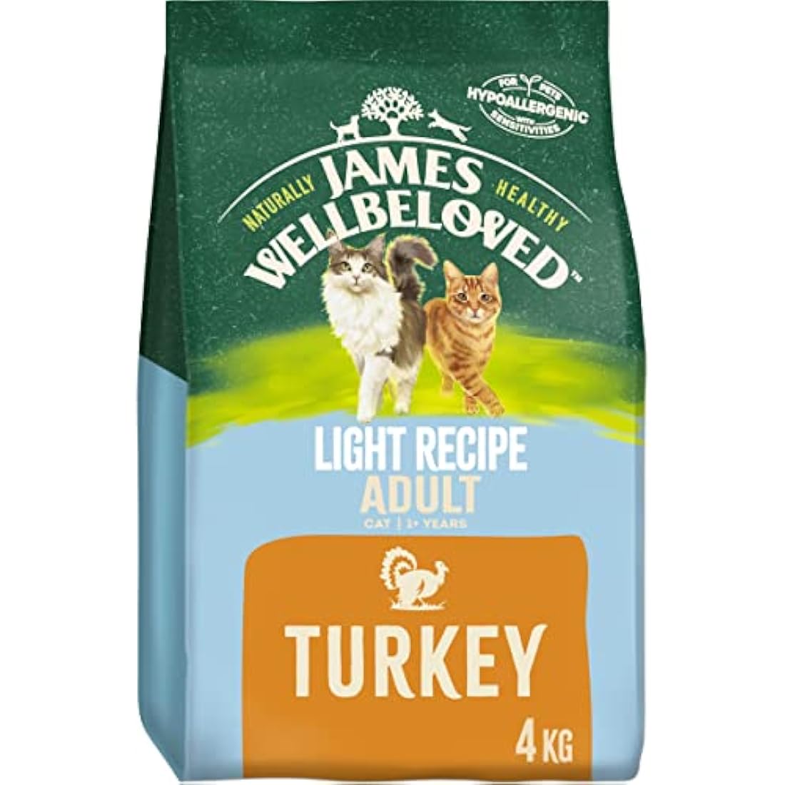 James Wellbeloved Adult Light Turkey 4 kg Bag, Hypoallergenic Dry Cat Food