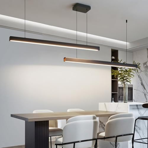 Mikeru Modern Kitchen Island Pendant Lighting, 180cm Hanging Pendant Light Dimmable 10% to 100% Pool Table Lights Put Together Ceiling Lights 3000K/4500K/6500K Linear Chandelier for Living Room
