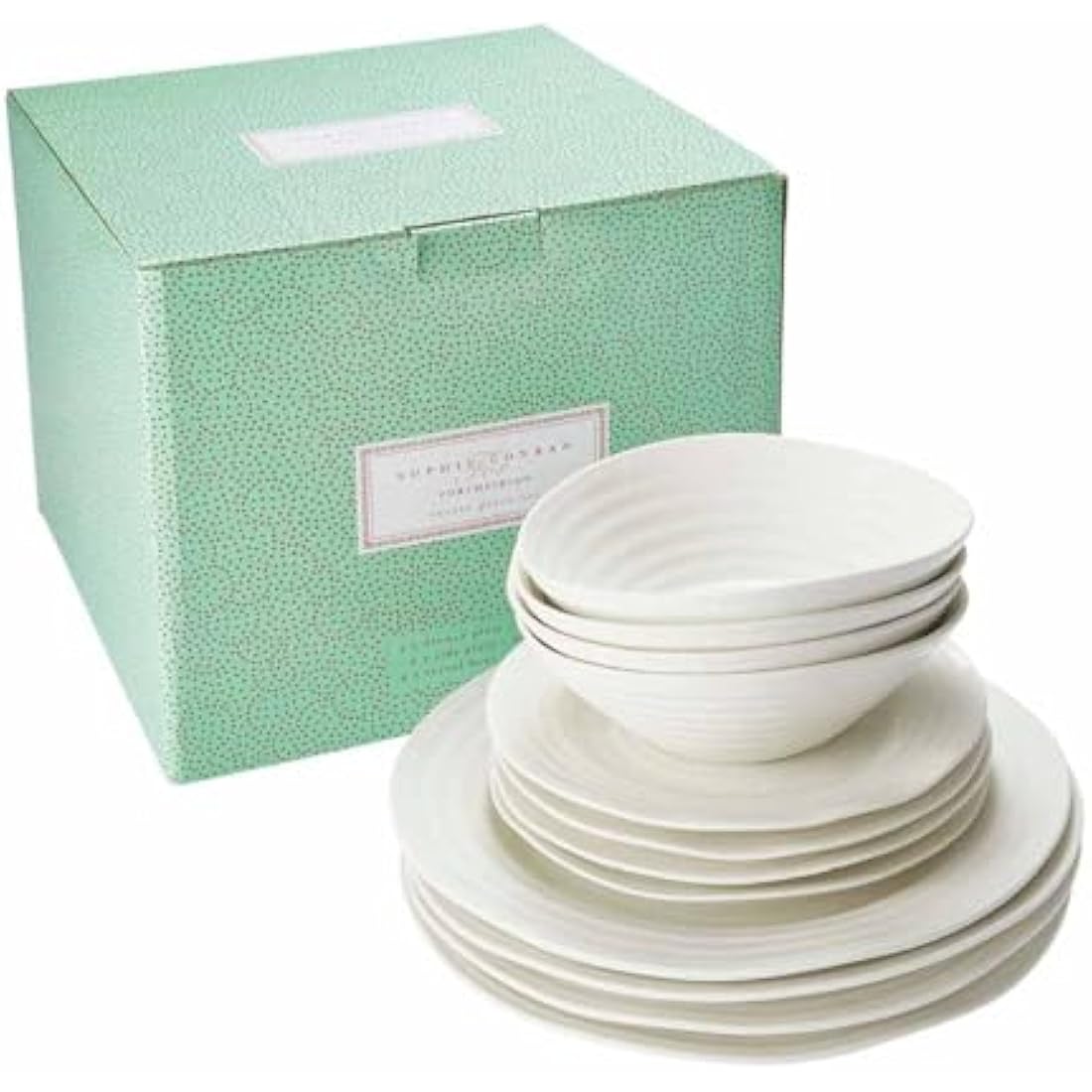 Portmeirion Home & Gifts CPW80002-X Dinner Set, Porcelain, White, 27.9 x 27.9 x 2.5 cm