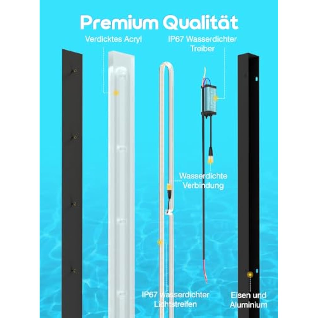 Outdoor Wall Lights LED Black Long Wall Sconce Ip65 Waterproof Outside Lights Rectangular Wall Lighting 3000k 48W Aluminum Exterior/Indoor Wall Light For Garden Villa Porch Terraces Garage,150cm*1