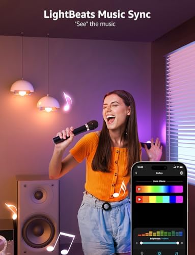 Lepro BP1 AI Smart Bulb E14, Music Sync Small Edison Screw Bulb, Voice Control, 4.9W 470LM Bluetooth & WiFi Bulb, LLM AI Lighting Design Assistant, Work with Alexa & Google Assistant, 4 Packs