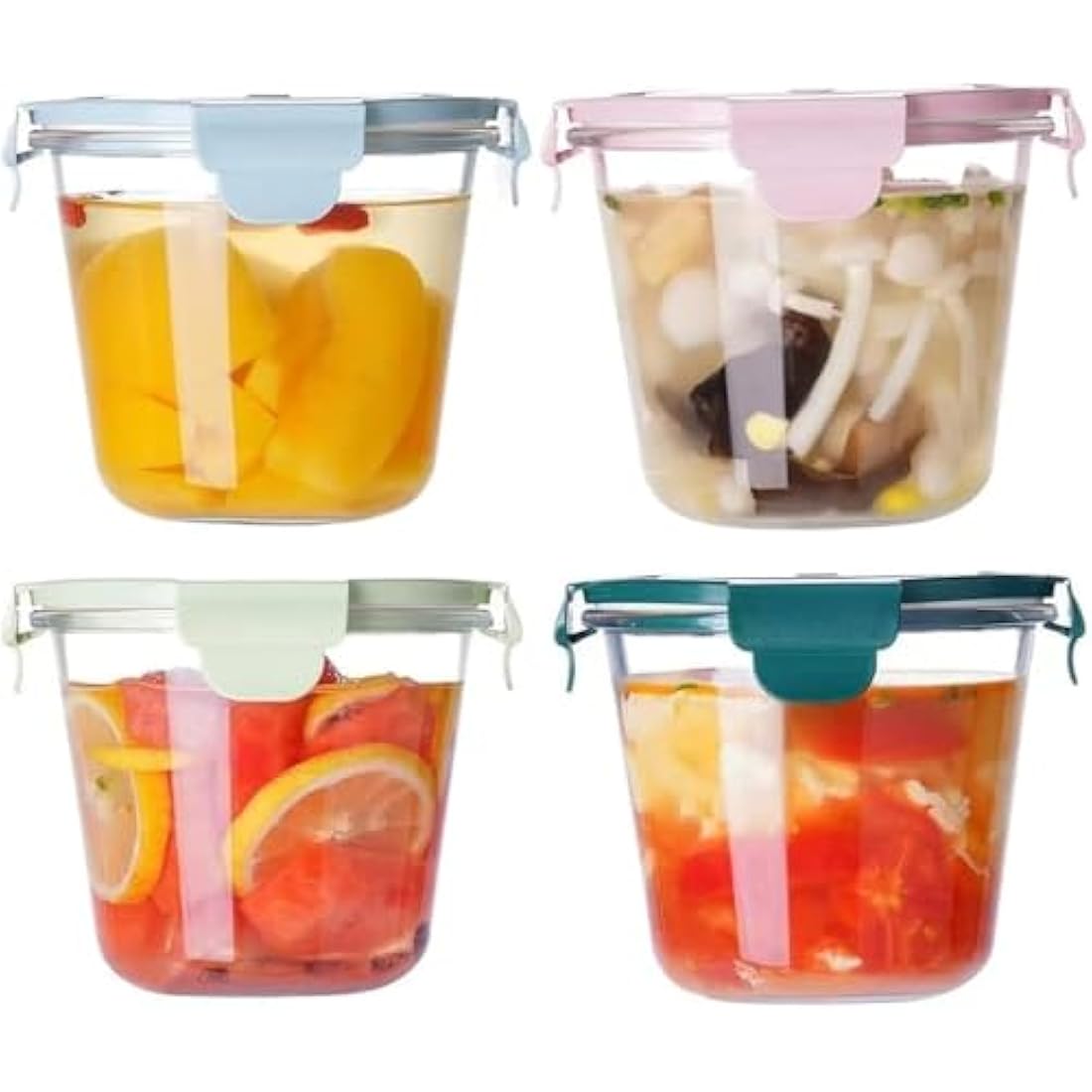 S.ROKE TTAN 710ML Round Glass Soup Storage Containers With Lids, Glass Food Containers With Lids, Round Food Containers for Soup, Lunch, Salad, Leftovers, BPA Free，Freezer， Oven，Dishwasher Safe (4)