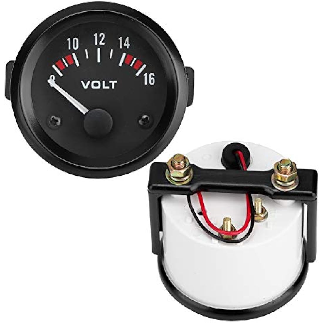 Car Universal 12V Voltmeter, 52mm Voltage Meter Gauge 8-16V BX100007 Aluminum Alloy Automotive Replacement Voltmeter Gauges for Most 12V Car