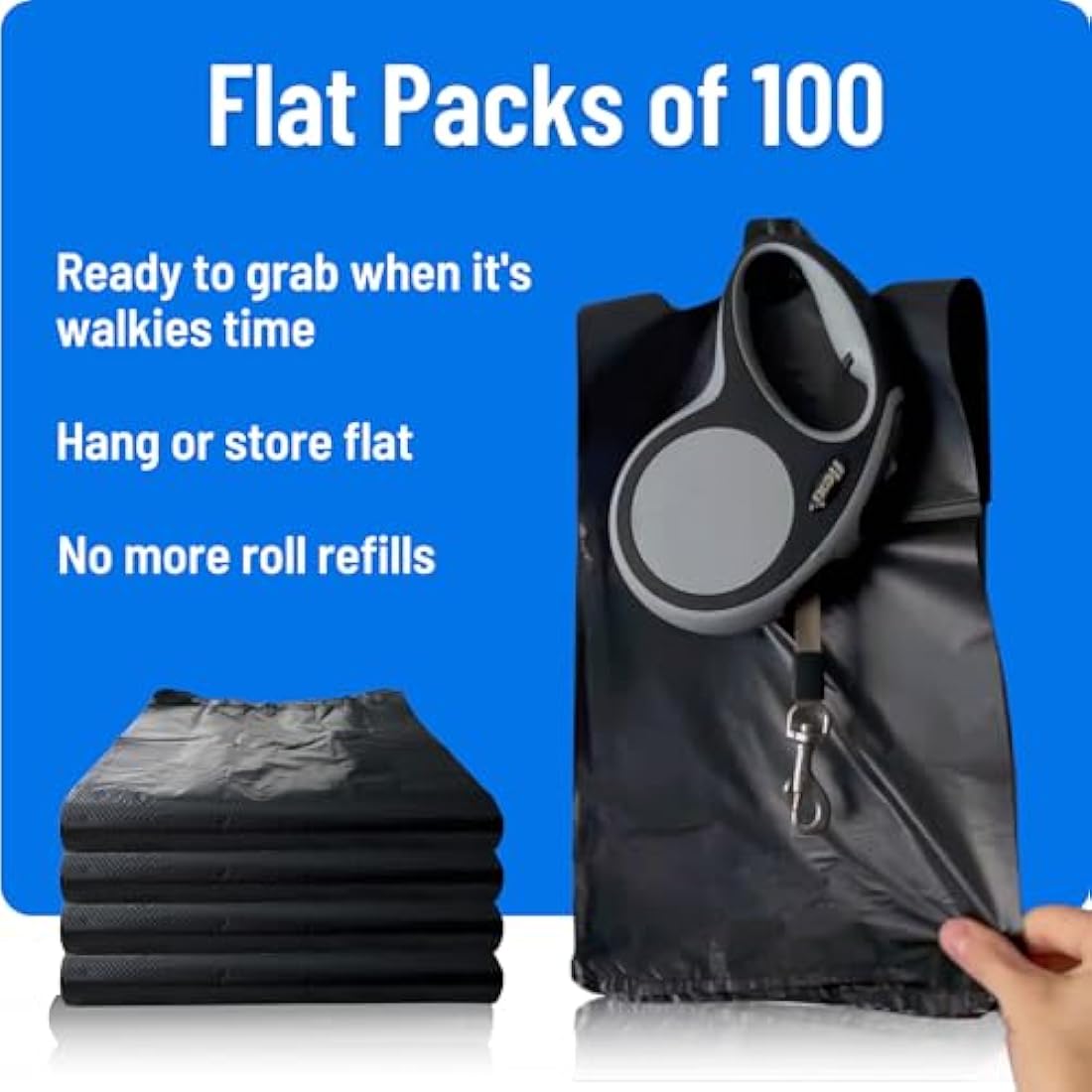Large Dog Poo Bags - 1000 Pack, 33% Thicker & 25% Larger Poop Bag with Easy Tie Handles, 100% Leak Proof, Odour Free Pet Waste Disposal, Discreet Opaque Black