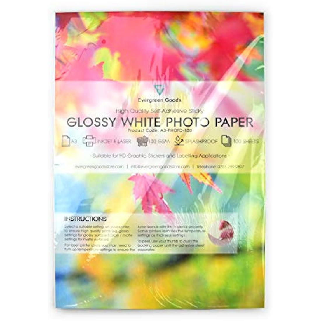 Sheets A3 White Premium Glossy Self Adhesive/Sticky Back Label HQ Resolution Printing Paper Sheet (100)
