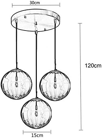 LFsem 3 Lights Pendant Light Ø15cm Amber Glass Globe Ceiling Light Modern Simple Hanging Lamp E14 Loft Chandelier Decoration Lighting Fixtures (Amber)