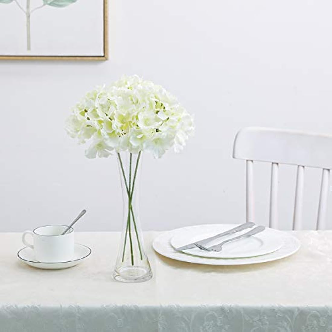Tifuly 12Pcs Artificial Hydrangeas, Realistic Silk Hydrangeas Flower Heads with Stems Fake Flowers for Wedding Bridal Bouquets, Home Office Party Decor, Floral Arrangements, Centerpiece(Cream White)