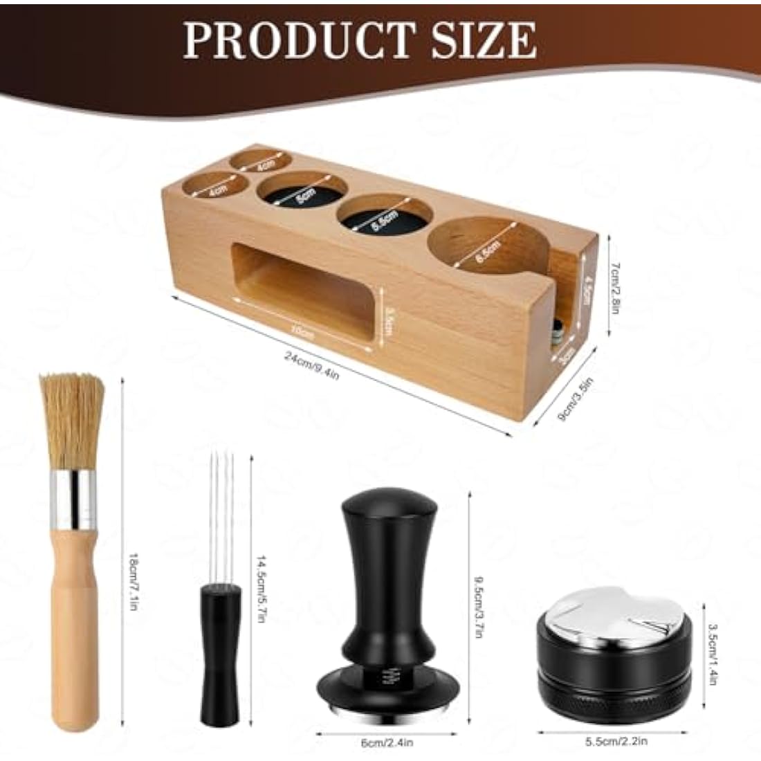 Y-Step 5 Pcs Coffee Tamper Set, Espresso Coffee Accessories Set, with 51mm Coffee Tamper Station, Coffee Leveler, Espresso Tamper, Coffee Stirrer, Coffee Cleaning Brush - Coffee Tamper Holder Set