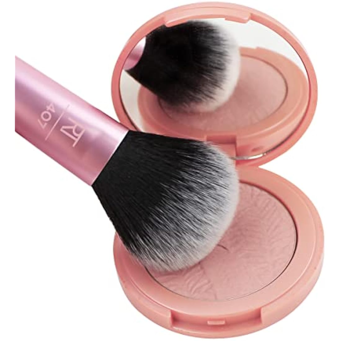 Real Techniques Mini Multitask Makeup Brush, For Blush, Bronzer and Powder, Face Brush with Custom-Cut Synthetic Bristles, For Loose and Pressed Powder, Travel Sized, Vegan and Cruelty-Free, 1 Count