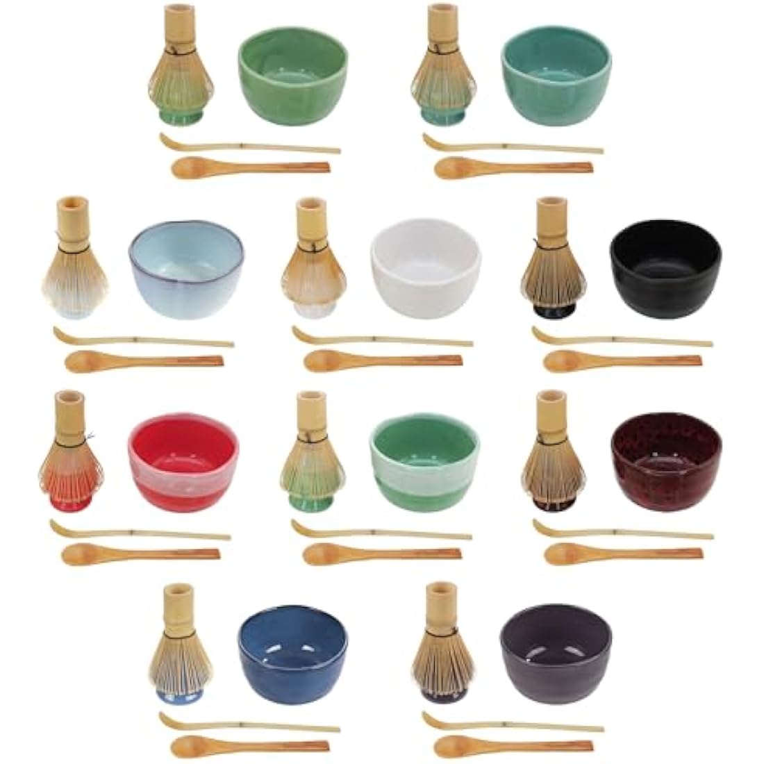 BambooMN Brand - Matcha Bowl Set (Includes Bowl, Rest,Tea Whisk, Chasaku, & Tea Spoon) 1 Set Pink
