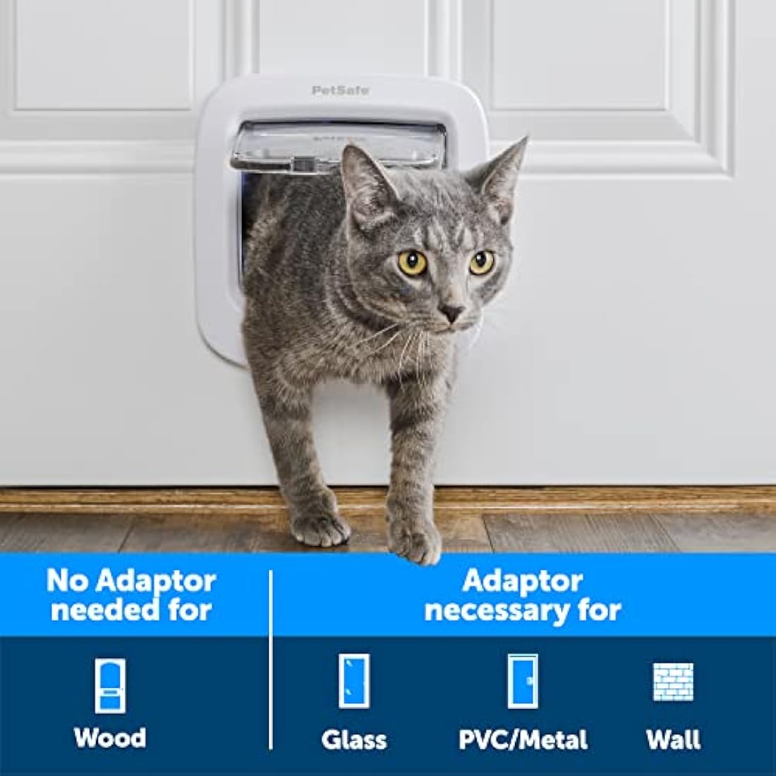 PetSafe Manual-Locking Cat Flap with Easy Install, White, 4 Way Manual Lock, Exclusive Entry, For Cats Up To 7 kg, Energy Efficient