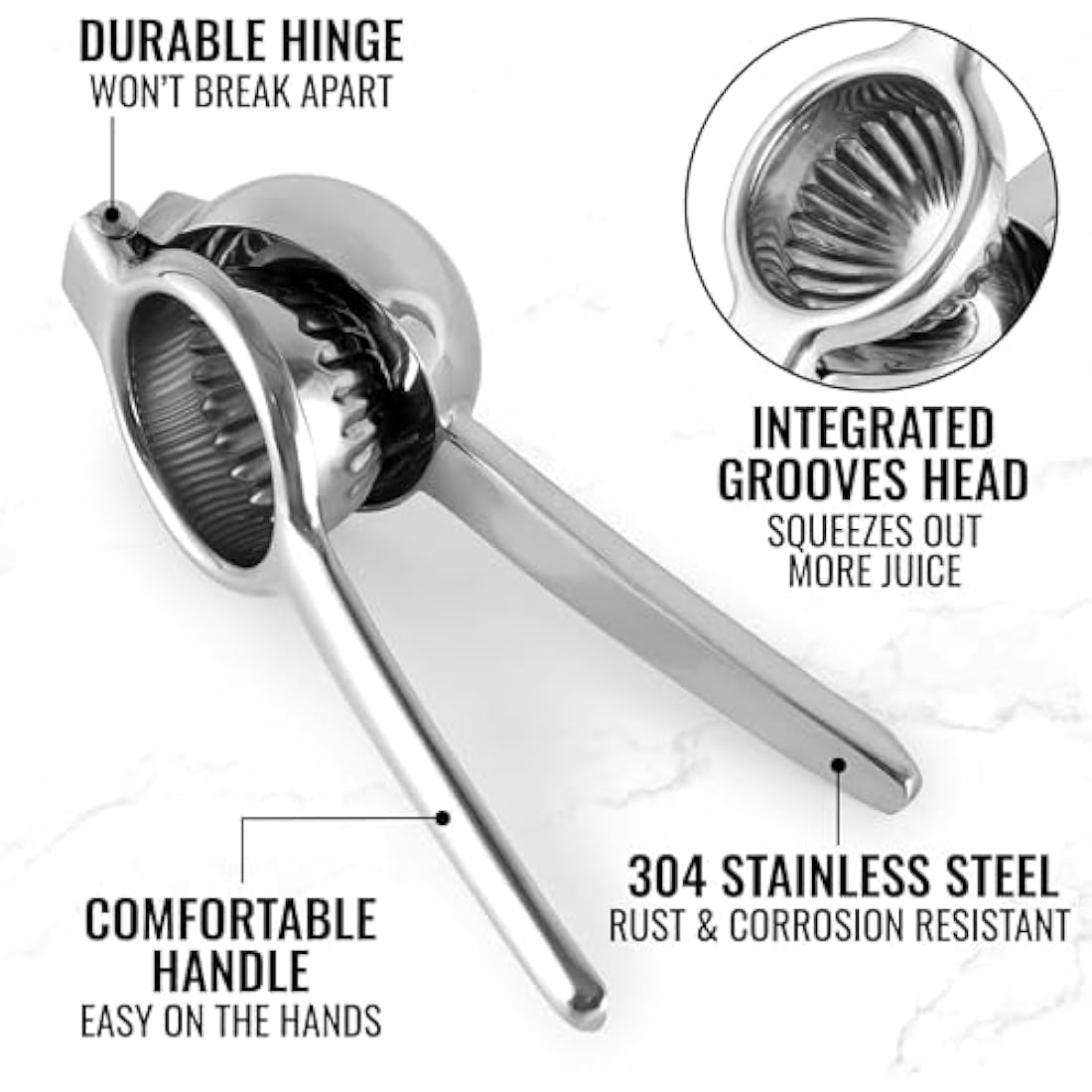 Lemon Squeezer Stainless Steel with Premium Quality Heavy Duty Solid Metal Squeezer Bowl - Large Manual Citrus Press Juicer and Lime Squeezer Stainless Steel - by Zulay Kitchen