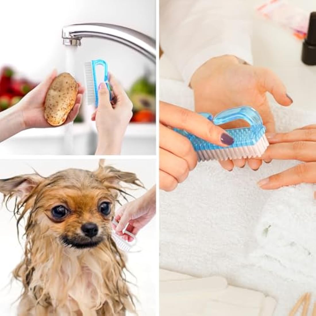 Larbois 4 Pcs Plastic Handle Scrubbing Brush - Eco Friendly Fingernail Brush with Soft Bristles for Hand, Toes, Nail, Home, Garden, Salon Use